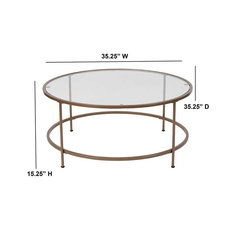 Astoria Collection Glass Coffee Table with Matte Gold Frame