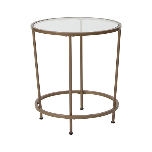 Astoria Collection Glass End Table with Matte Gold Frame