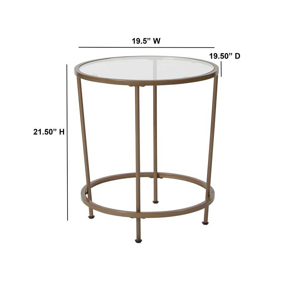 Astoria Collection Glass End Table with Matte Gold Frame