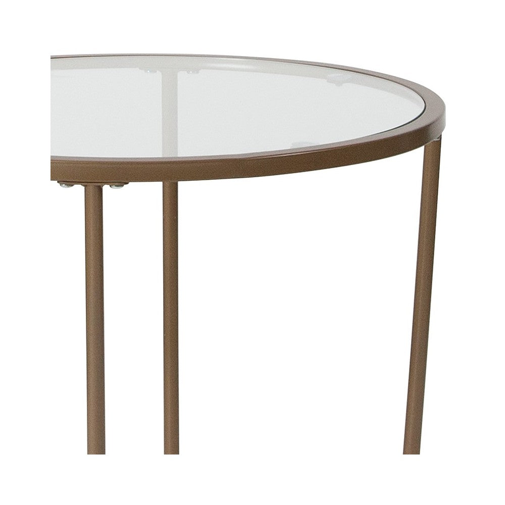 Astoria Collection Glass End Table with Matte Gold Frame