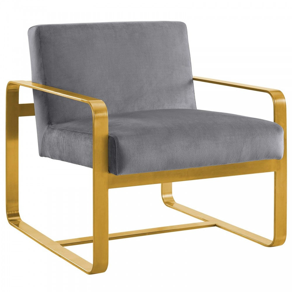 Astute Performance Velvet Armchair, Gray