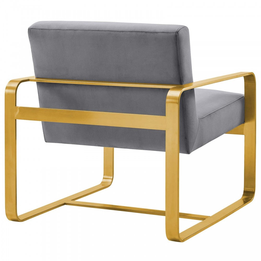 Astute Performance Velvet Armchair, Gray