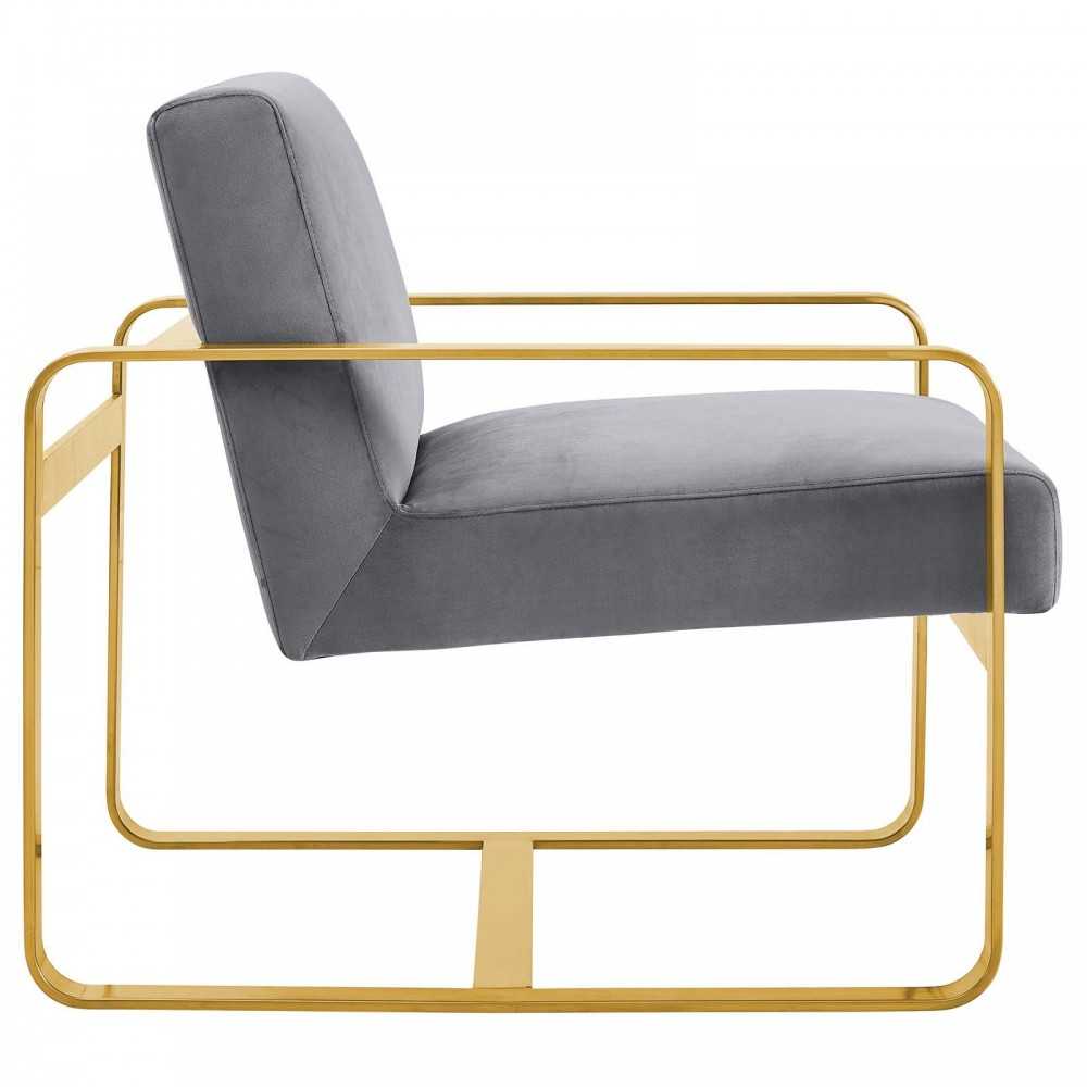 Astute Performance Velvet Armchair, Gray