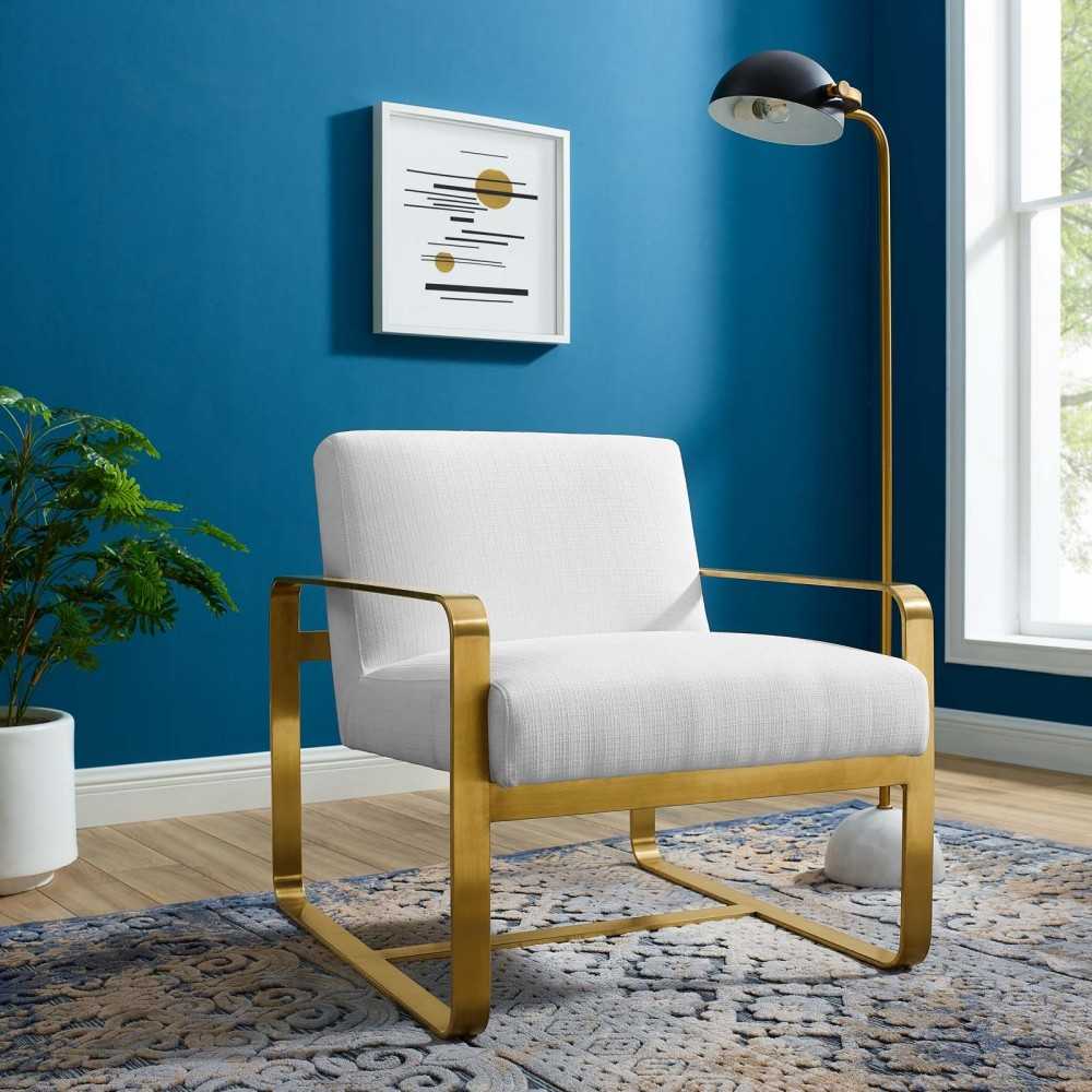 Astute Upholstered Fabric Armchair, White