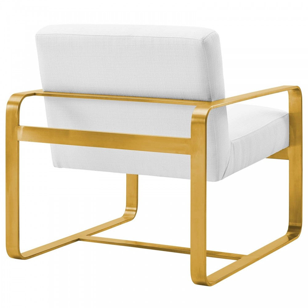 Astute Upholstered Fabric Armchair, White
