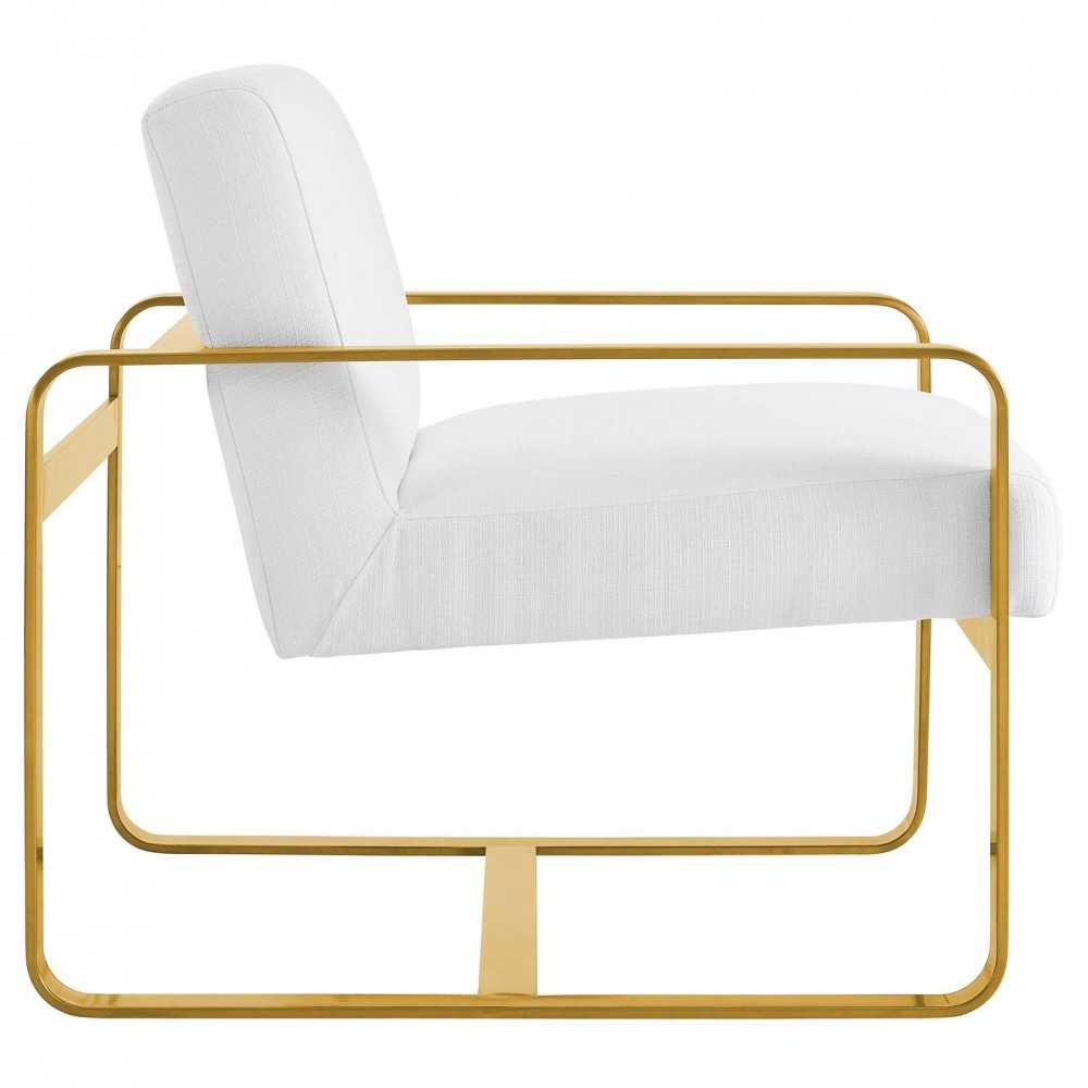Astute Upholstered Fabric Armchair, White