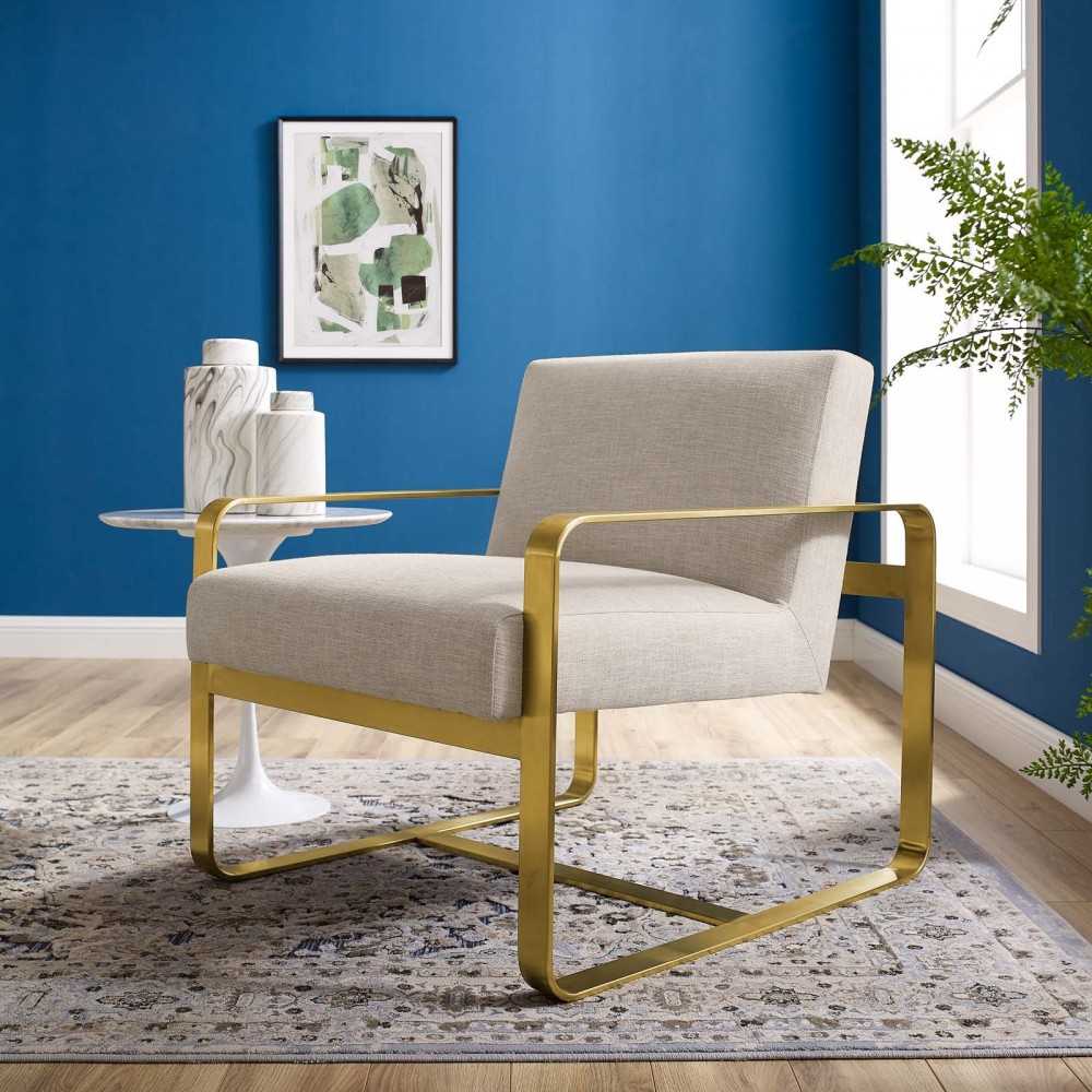 Astute Upholstered Fabric Armchair, Beige