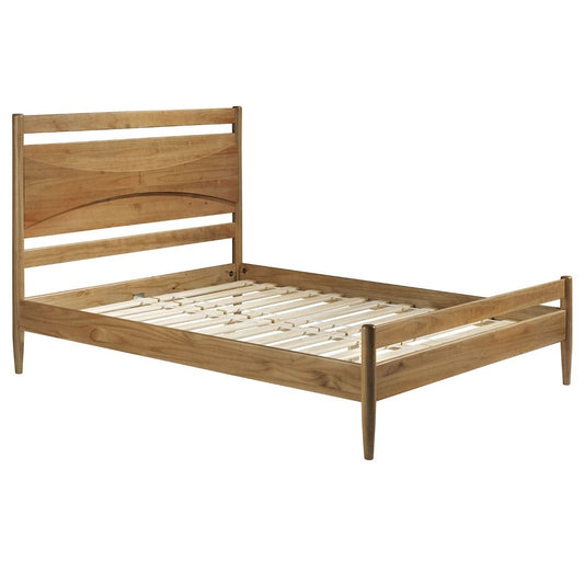 Atticus Beveled Headboard Solid Wood Queen Bed - Caramel