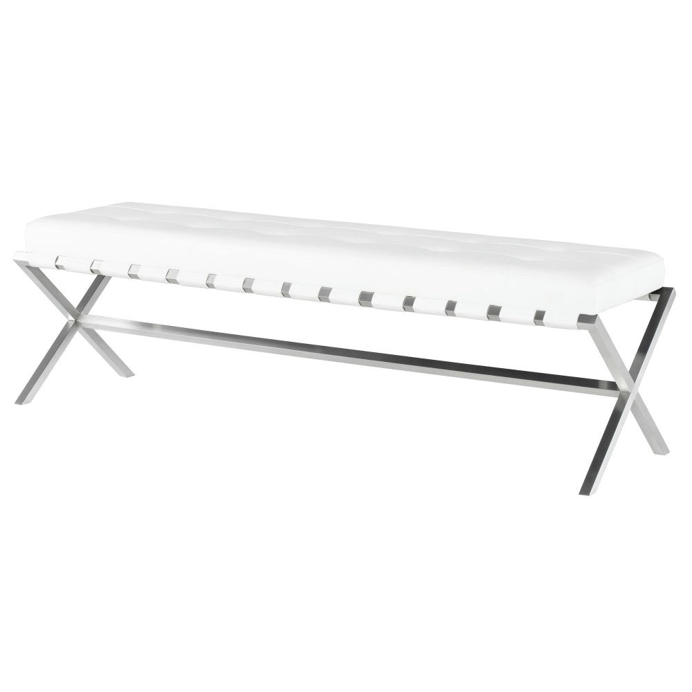 Auguste White Naugahyde Occasional Bench
