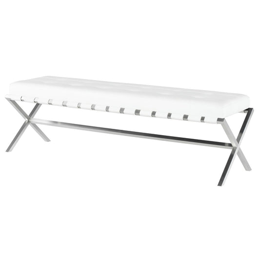 Auguste White Naugahyde Occasional Bench