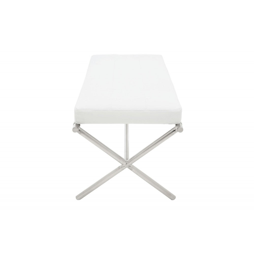 Auguste White Naugahyde Occasional Bench