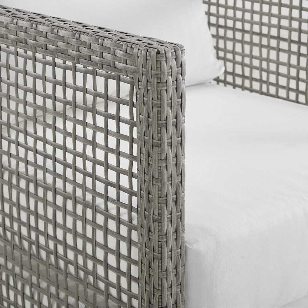 Aura 3 Piece Outdoor Patio Wicker Rattan Set, Gray White, EEI-3599-GRY-WHI-SET