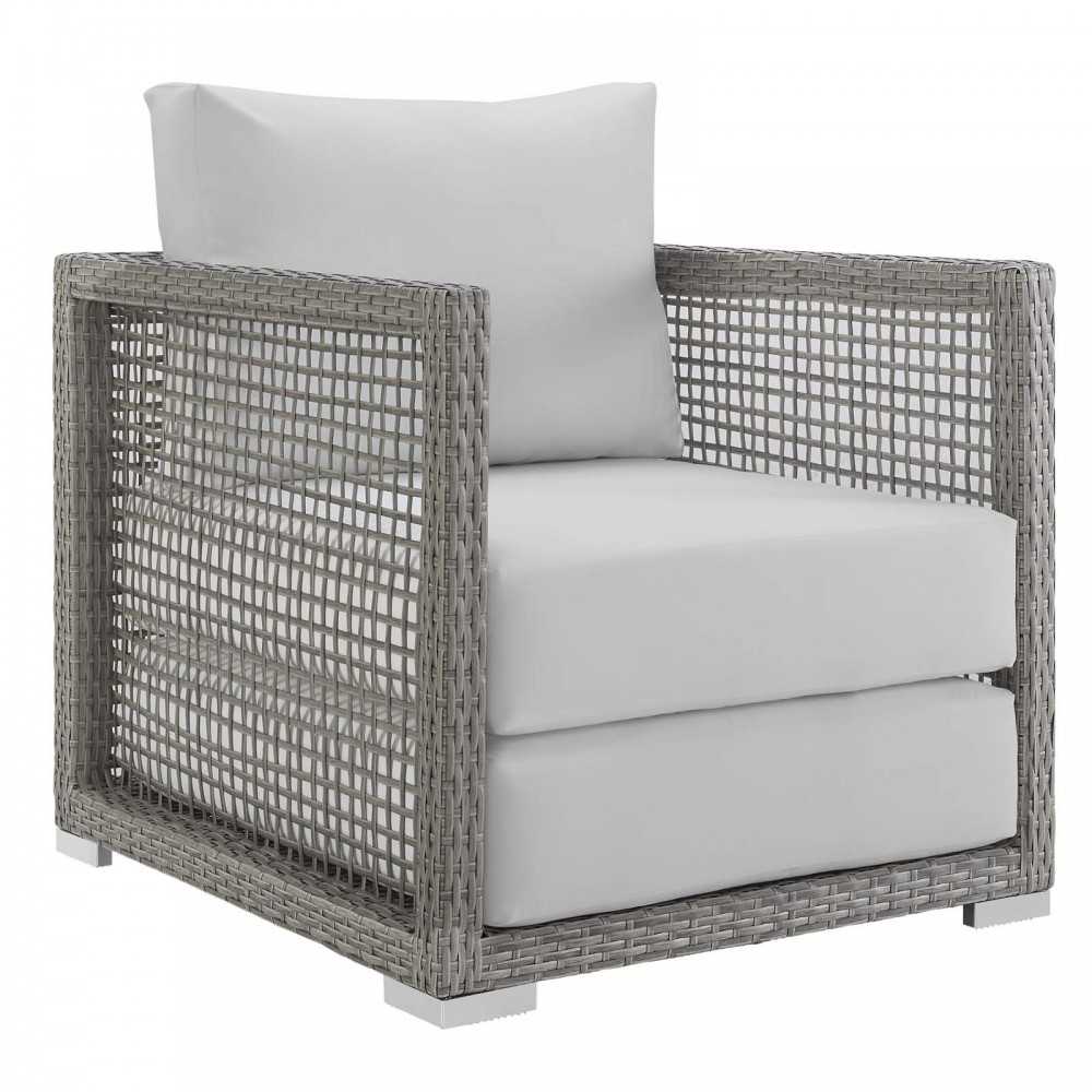 Aura 3 Piece Outdoor Patio Wicker Rattan Set, Gray White, EEI-3599-GRY-WHI-SET