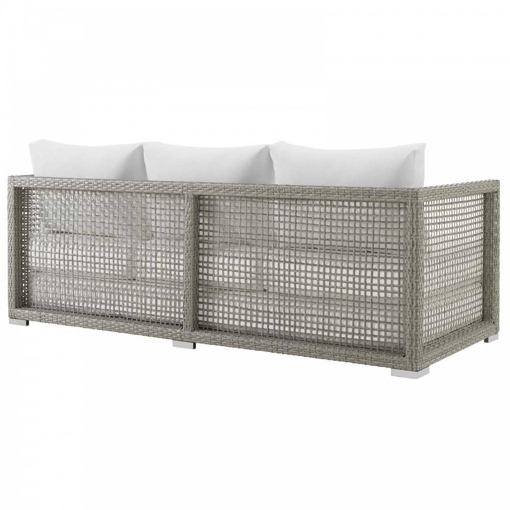 Aura 3 Piece Outdoor Patio Wicker Rattan Set, Gray White, EEI-3599-GRY-WHI-SET