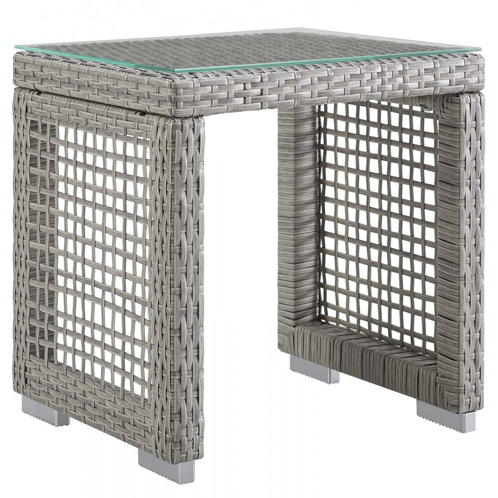 Aura 3 Piece Outdoor Patio Wicker Rattan Set, Gray Navy, EEI-3595-GRY-NAV-SET