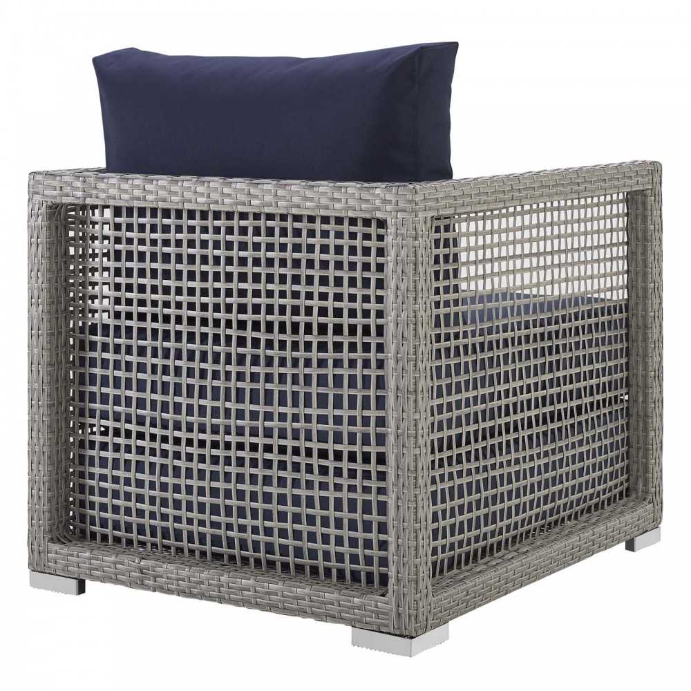 Aura 3 Piece Outdoor Patio Wicker Rattan Set, Gray Navy, EEI-3595-GRY-NAV-SET