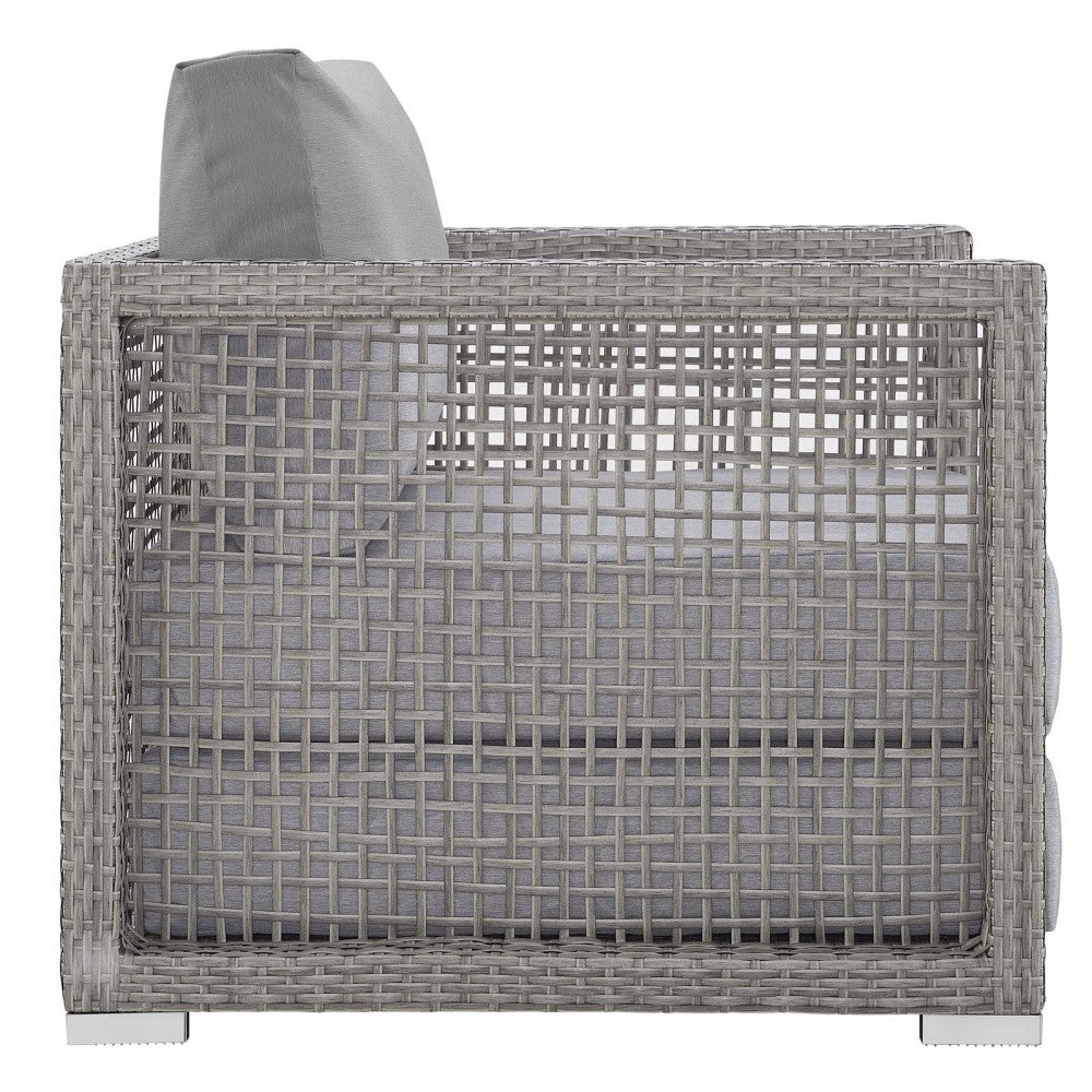 Aura 3 Piece Outdoor Patio Wicker Rattan Set, Gray Gray, EEI-3597-GRY-GRY-SET