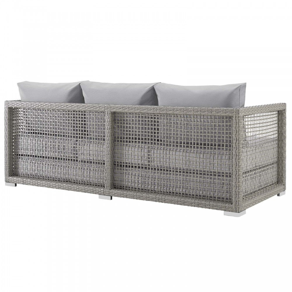 Aura 3 Piece Outdoor Patio Wicker Rattan Set, Gray Gray, EEI-3598-GRY-GRY-SET