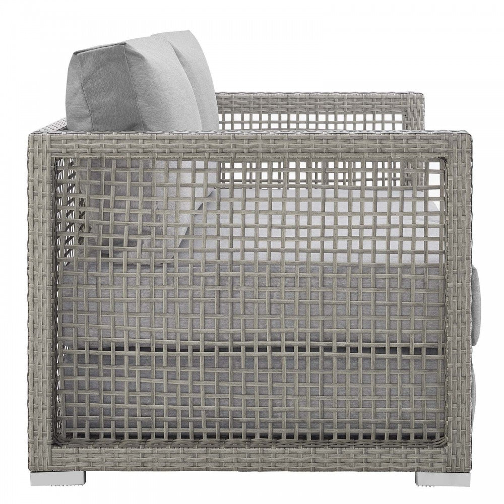 Aura 3 Piece Outdoor Patio Wicker Rattan Set, Gray Gray, EEI-3598-GRY-GRY-SET