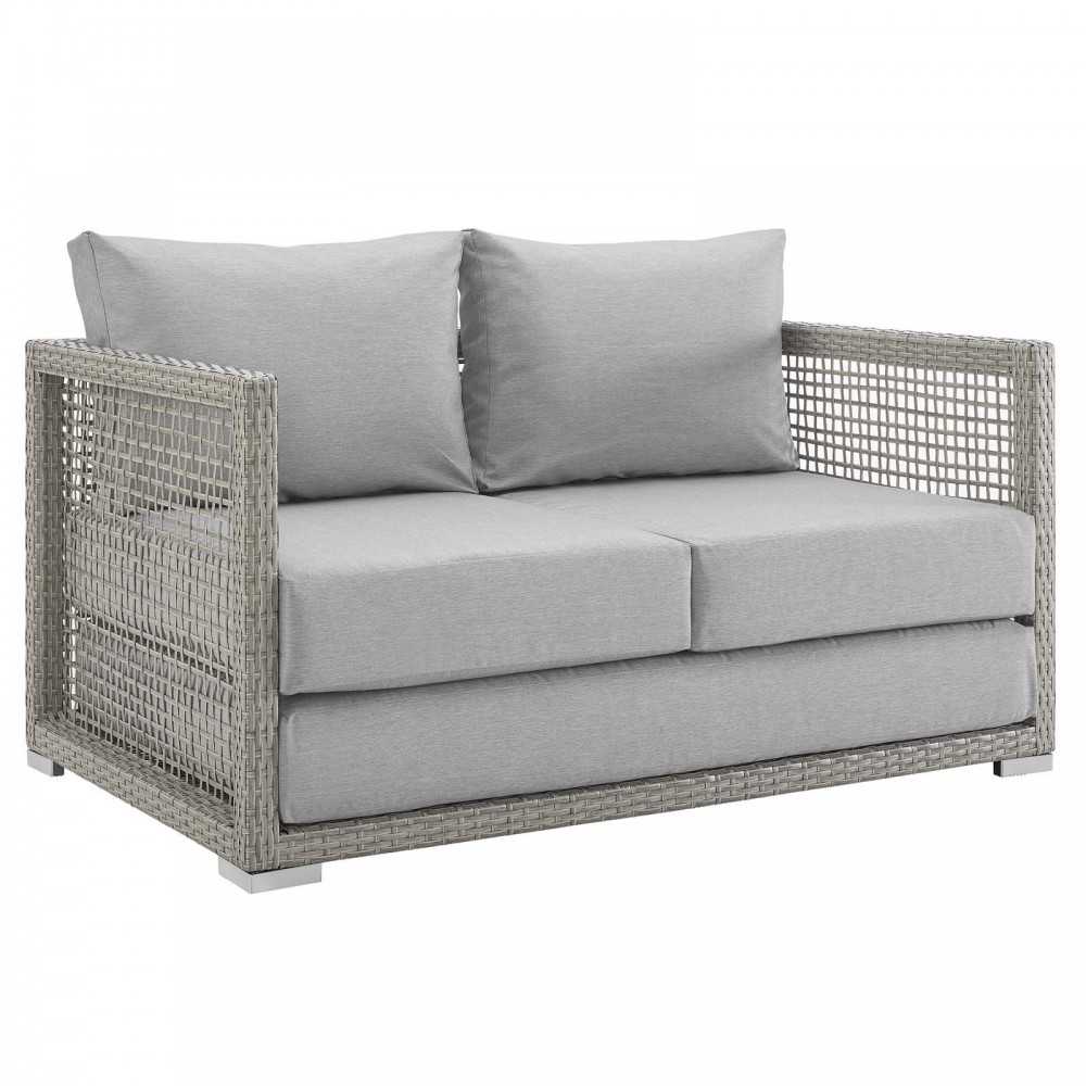 Aura 3 Piece Outdoor Patio Wicker Rattan Set, Gray Gray, EEI-3598-GRY-GRY-SET