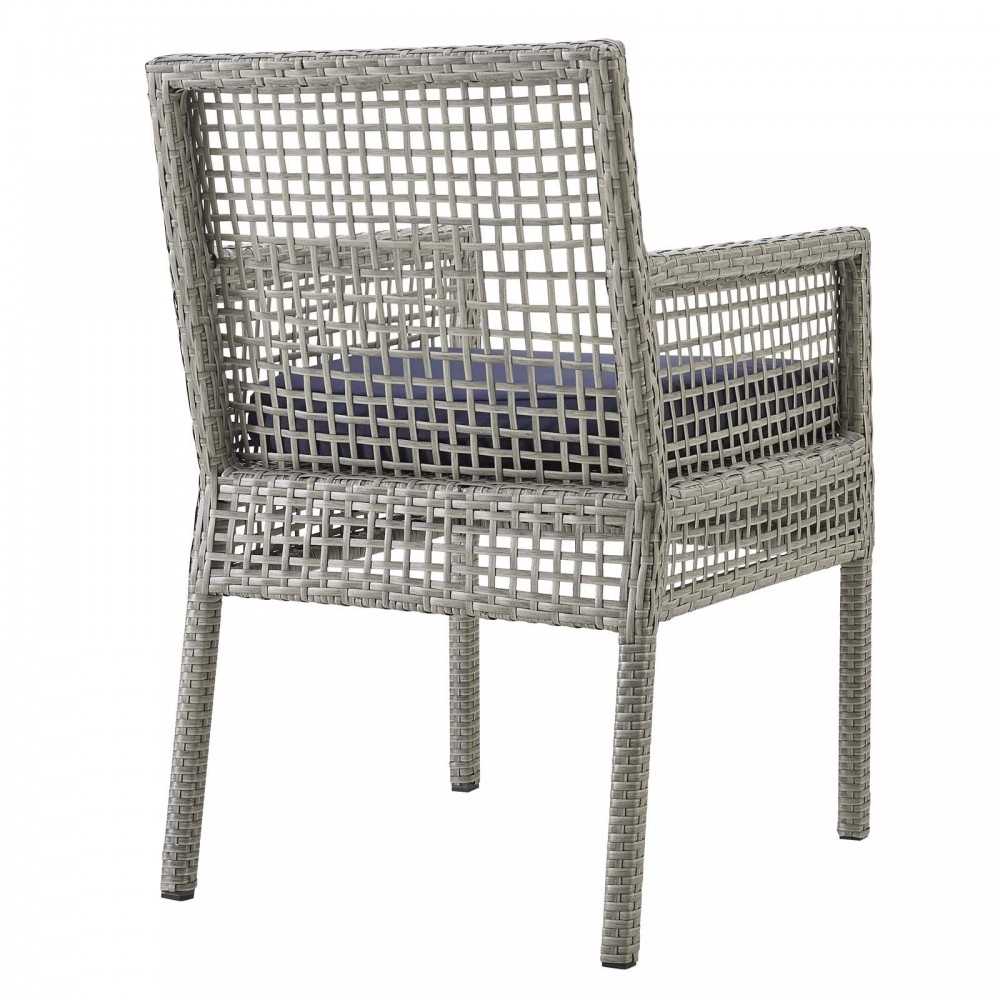 Aura 7 Piece Outdoor Patio Wicker Rattan Set, Gray Navy