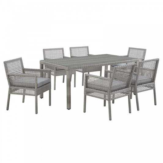 Aura 7 Piece Outdoor Patio Wicker Rattan Set, Gray Gray