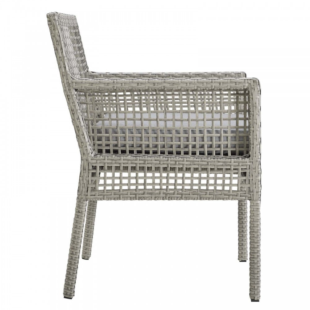 Aura Dining Armchair Outdoor Patio Wicker Rattan Set of 4, Gray Gray