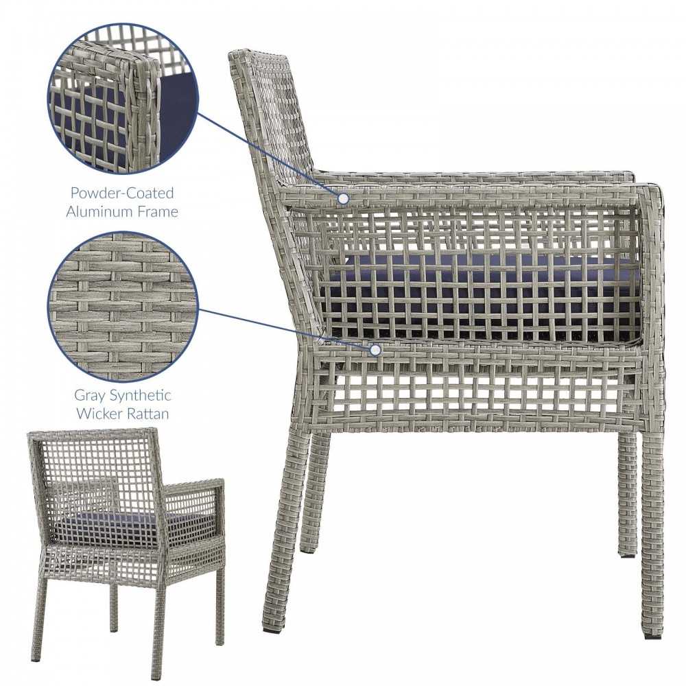 Aura Outdoor Patio Wicker Rattan Dining Armchair, Gold, EEI-2920-GRY-NAV