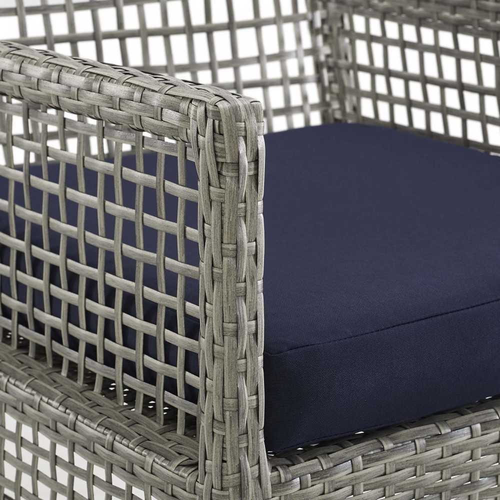 Aura Outdoor Patio Wicker Rattan Dining Armchair, Gold, EEI-2920-GRY-NAV