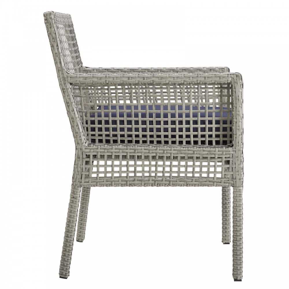 Aura Outdoor Patio Wicker Rattan Dining Armchair, Gold, EEI-2920-GRY-NAV
