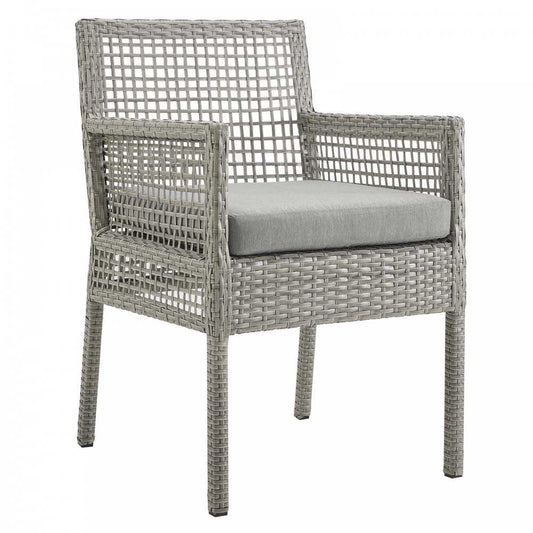 Aura Outdoor Patio Wicker Rattan Dining Armchair, White