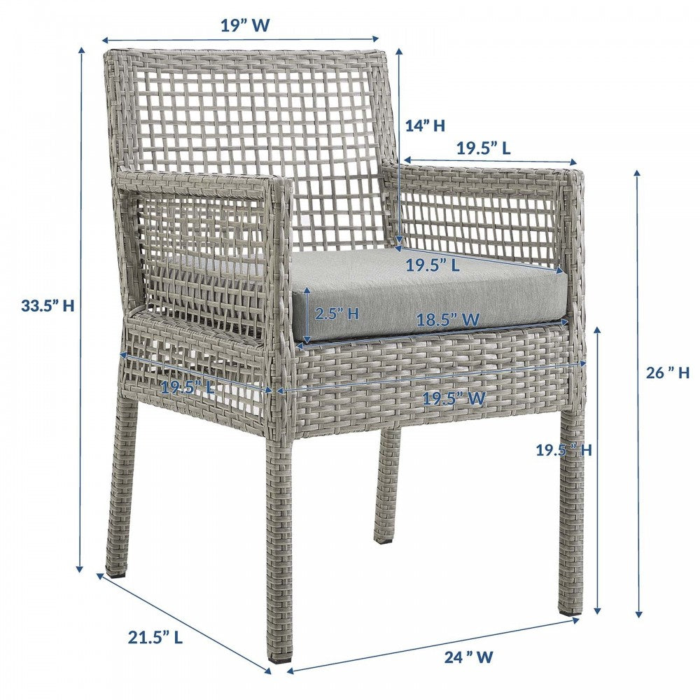 Aura Outdoor Patio Wicker Rattan Dining Armchair, White