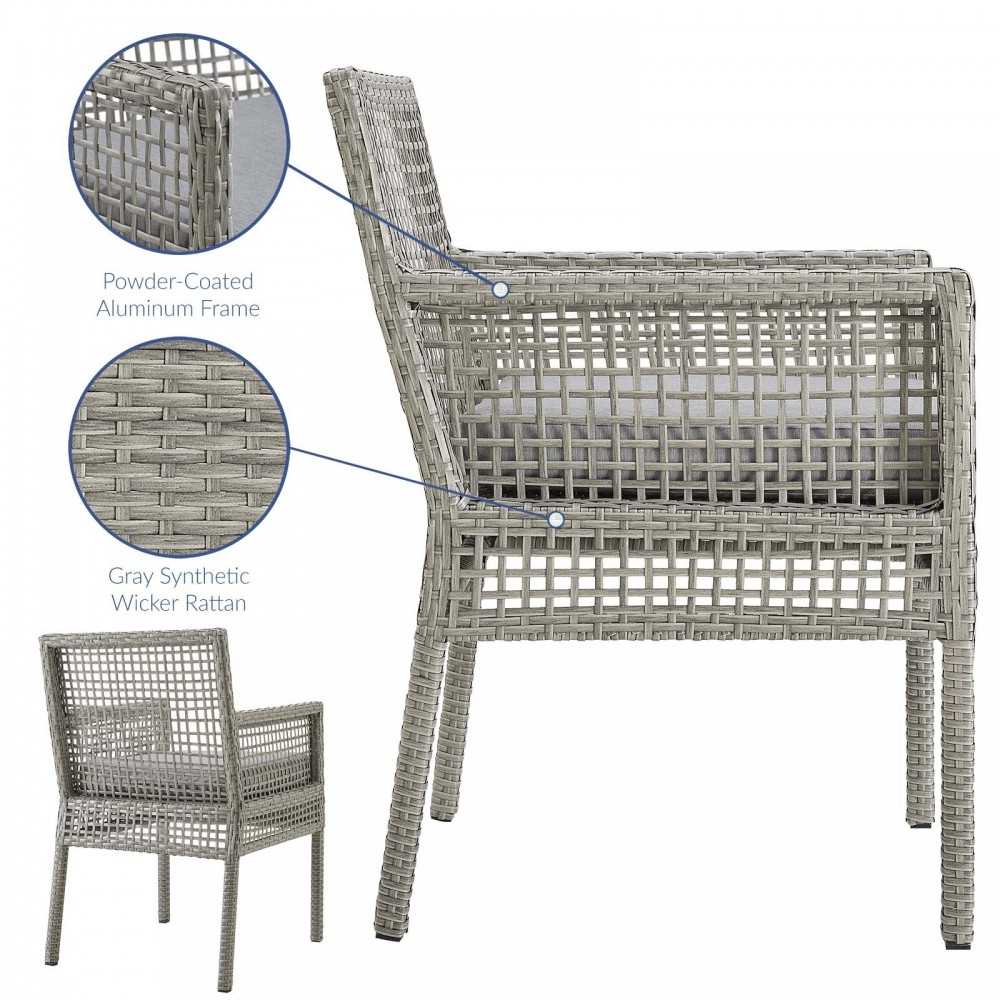 Aura Outdoor Patio Wicker Rattan Dining Armchair, White