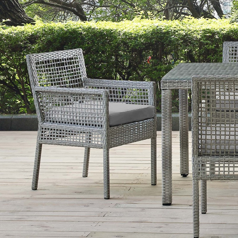 Aura Outdoor Patio Wicker Rattan Dining Armchair, White