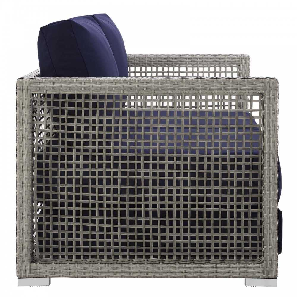 Aura Outdoor Patio Wicker Rattan Loveseat, Gold, EEI-2924-GRY-NAV