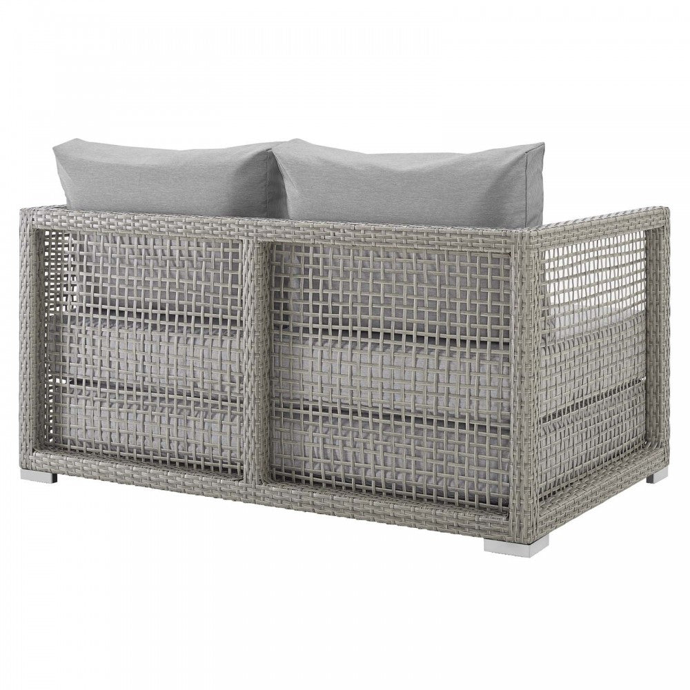 Aura Outdoor Patio Wicker Rattan Loveseat, Gray