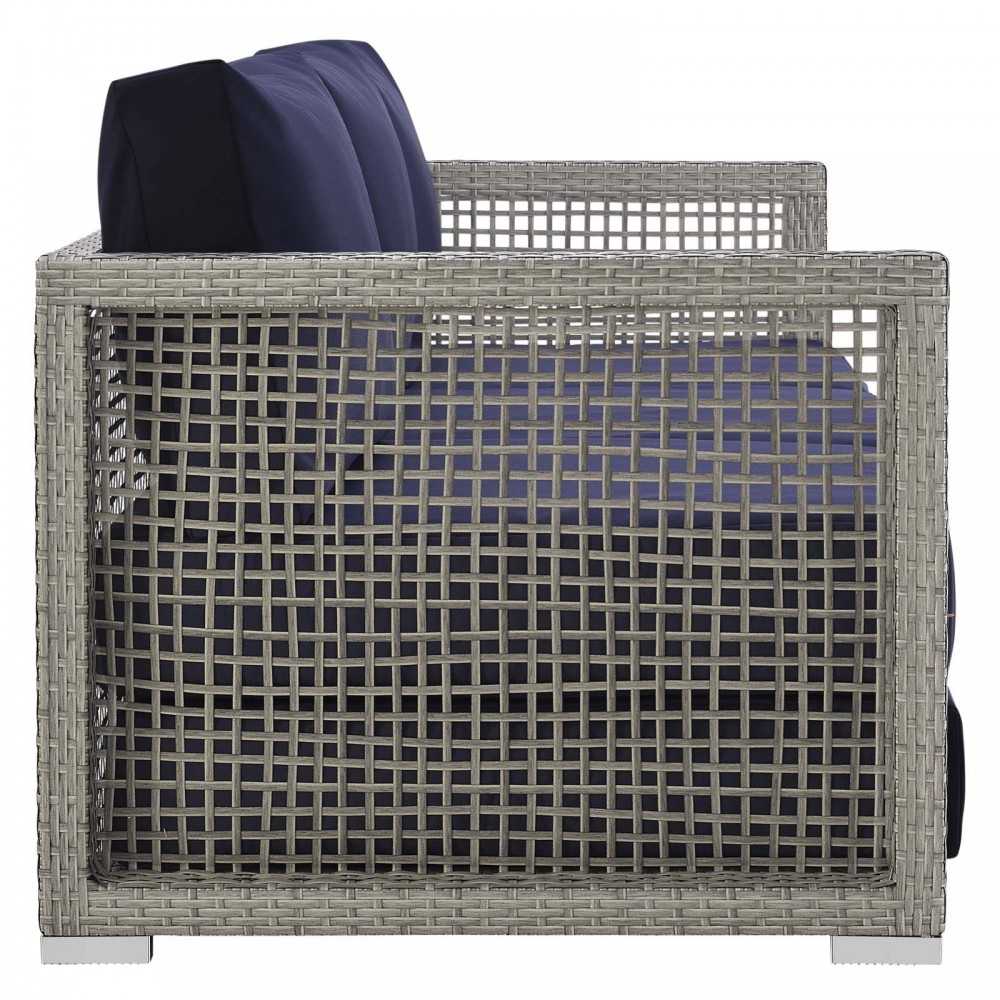 Aura Outdoor Patio Wicker Rattan Sofa, Gold, EEI-2923-GRY-NAV