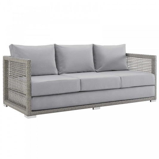 Aura Outdoor Patio Wicker Rattan Sofa, Clear