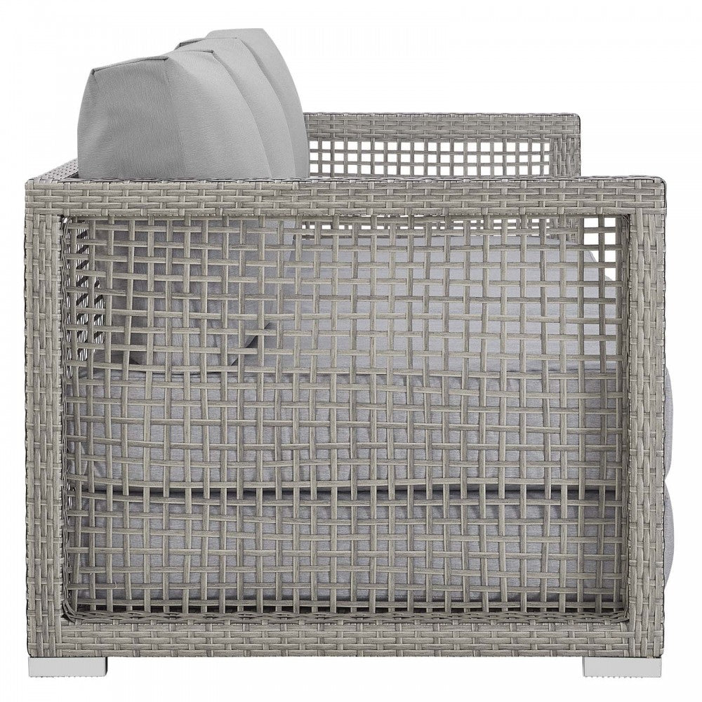 Aura Outdoor Patio Wicker Rattan Sofa, Clear