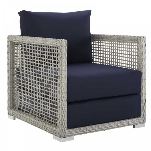 Aura Rattan Outdoor Patio Armchair, Black, EEI-2918-GRY-NAV