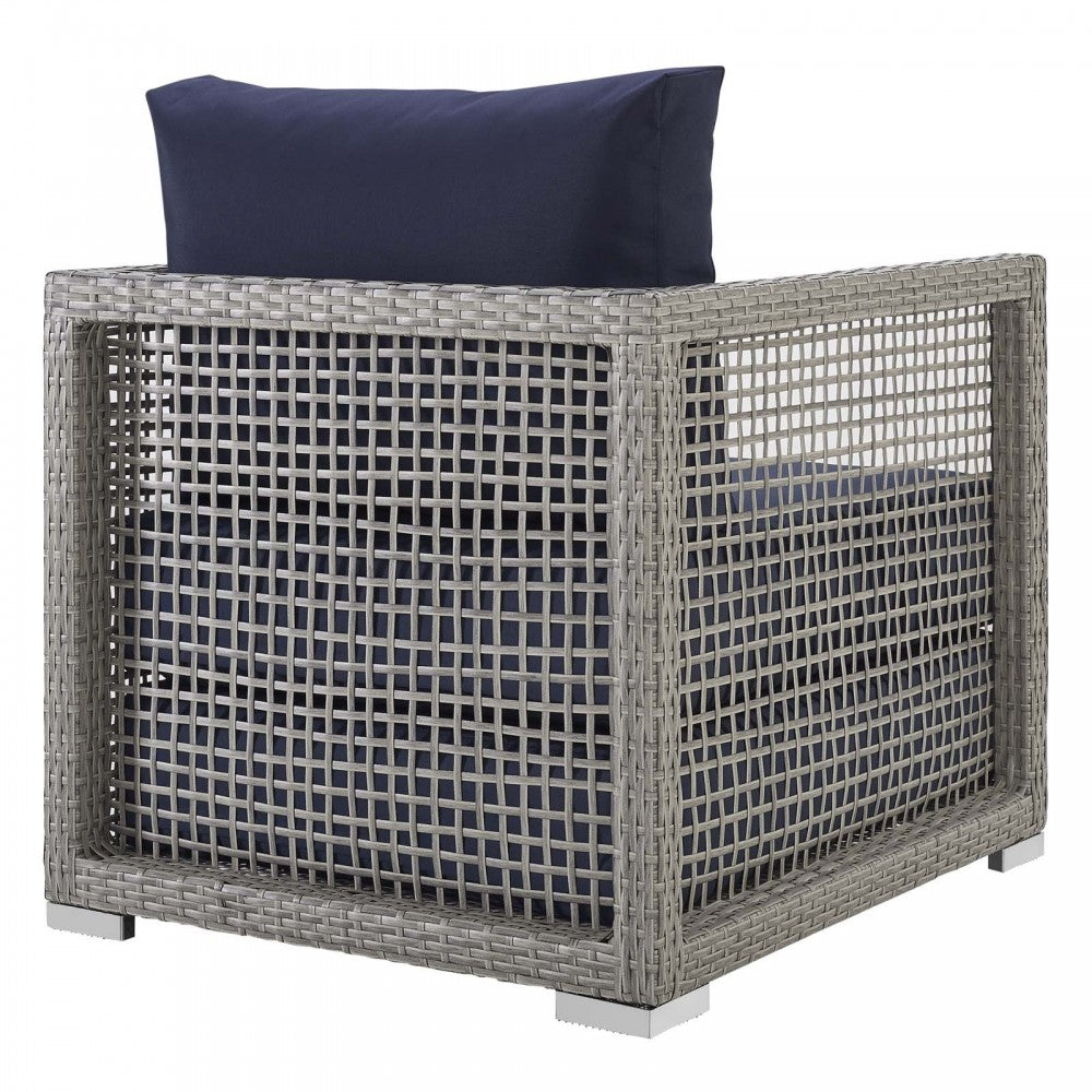 Aura Rattan Outdoor Patio Armchair, Black, EEI-2918-GRY-NAV