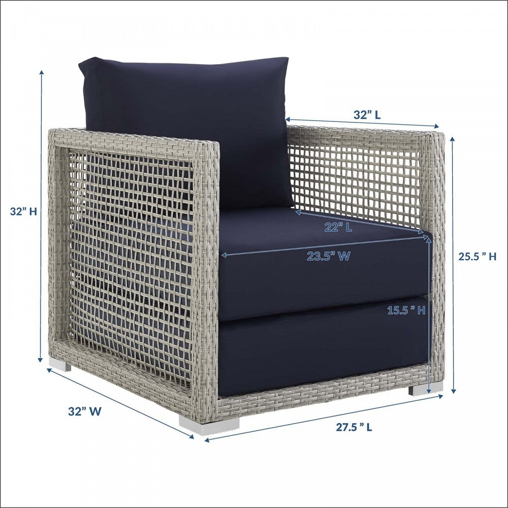 Aura Rattan Outdoor Patio Armchair, Black, EEI-2918-GRY-NAV