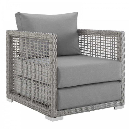 Aura Rattan Outdoor Patio Armchair, Black, EEI-2918-GRY-GRY