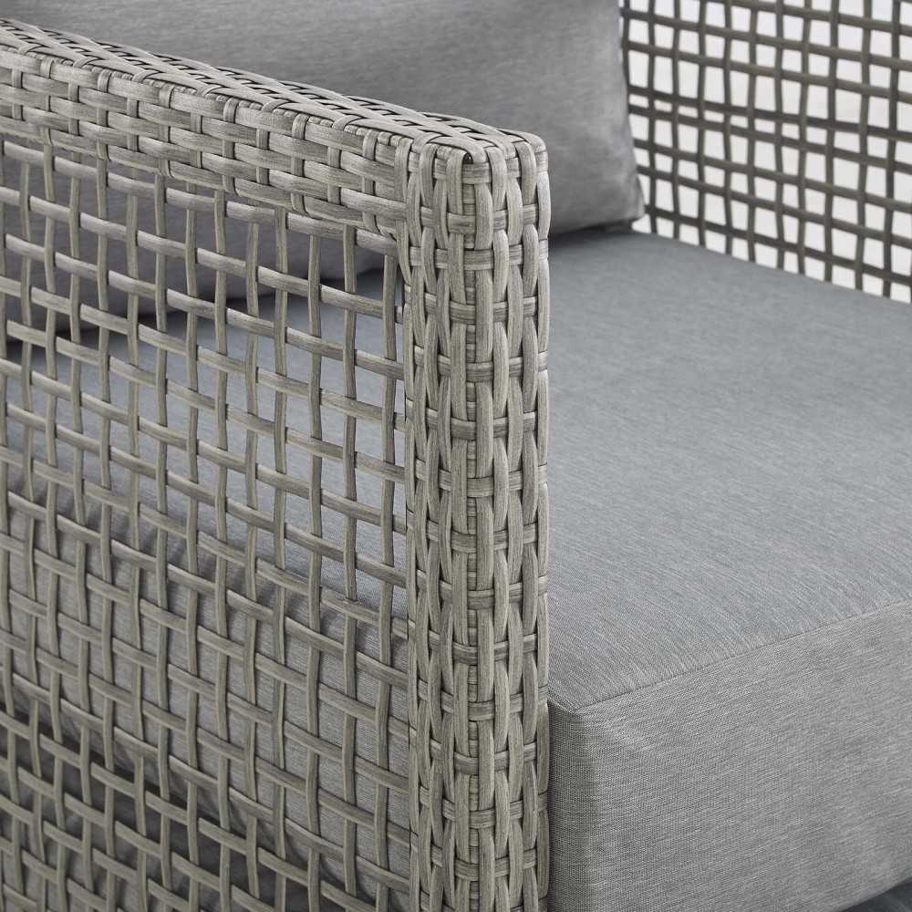 Aura Rattan Outdoor Patio Armchair, Black, EEI-2918-GRY-GRY