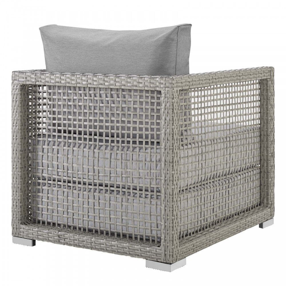 Aura Rattan Outdoor Patio Armchair, Black, EEI-2918-GRY-GRY