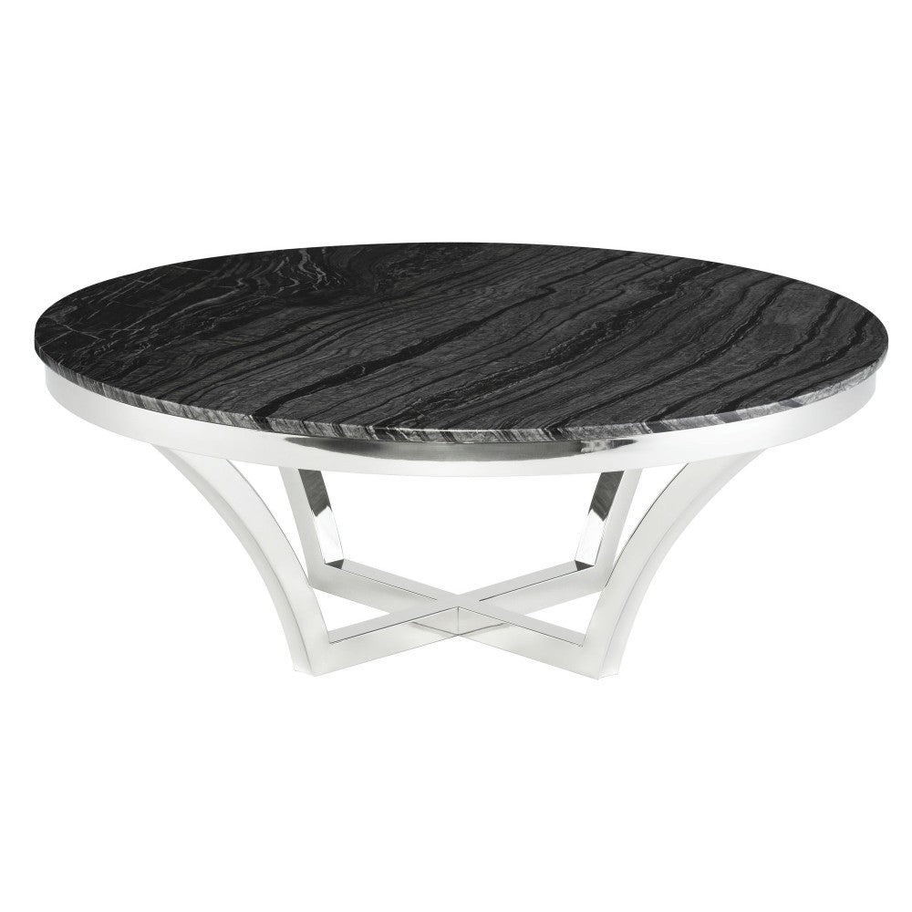 Aurora Black Wood Vein Stone Coffee Table, HGNA292