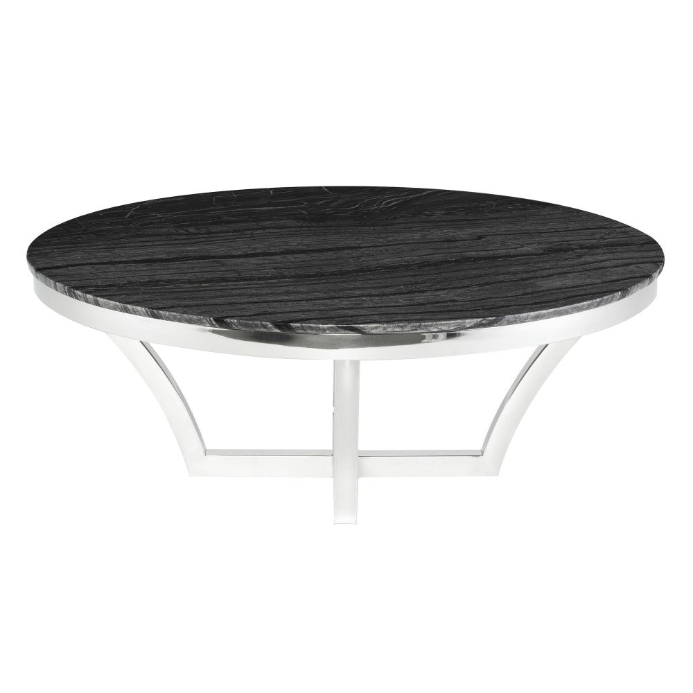 Aurora Black Wood Vein Stone Coffee Table, HGNA292