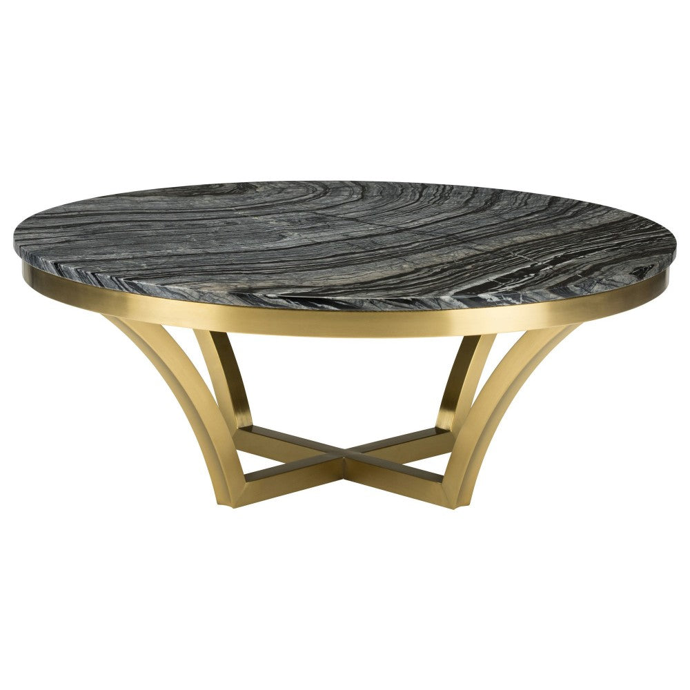 Aurora Black Wood Vein Stone Coffee Table, HGNA293