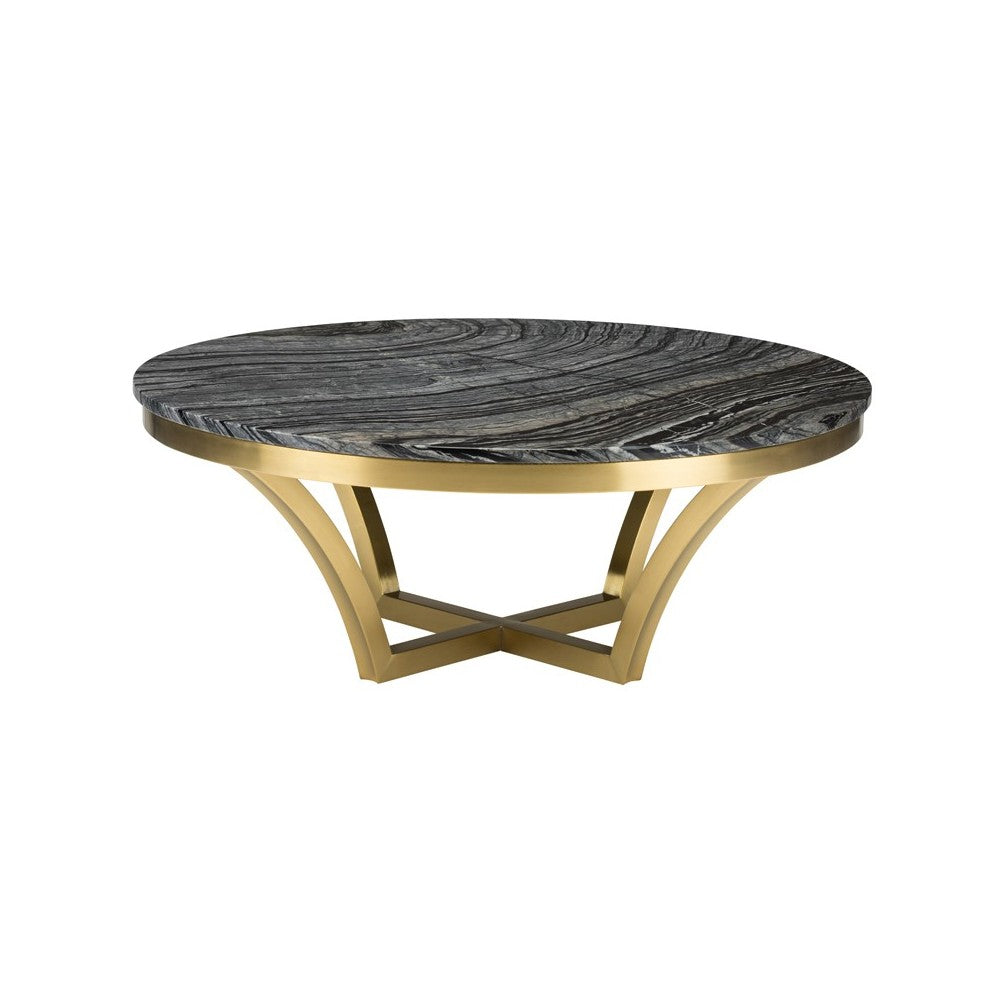 Aurora Black Wood Vein Stone Coffee Table, HGNA293