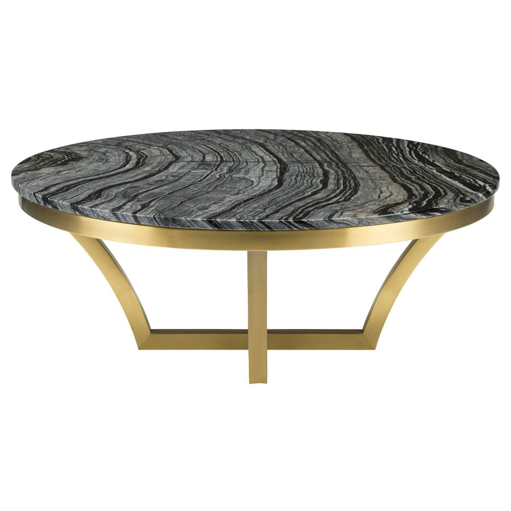 Aurora Black Wood Vein Stone Coffee Table, HGNA293